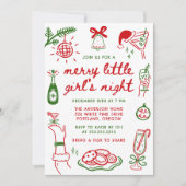 Whimsical Merry Little Girl's Night Christmas Kaart (Voorkant)