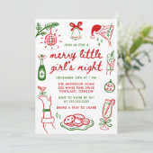 Whimsical Merry Little Girl's Night Christmas Kaart (Staand voorkant)