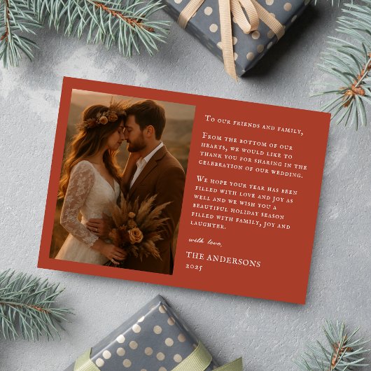 Whimsical Merry Married Calligraphy Wedding  Bedankkaart