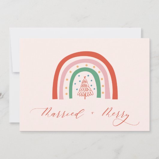 Whimsical Merry Married Calligraphy Wedding  Bedankkaart (Voorkant)