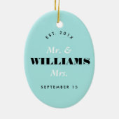 Whimsical Merry & Married First-kerstfoto Keramisch Ornament (Achterkant)