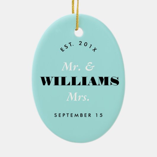 Whimsical Merry & Married First-kerstfoto Keramisch Ornament (Achterkant)