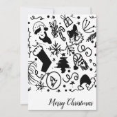 Whimsical Merry Santa Doodles Feestdagenkaart (Voorkant)