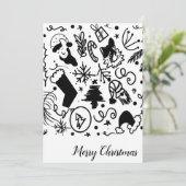 Whimsical Merry Santa Doodles Feestdagenkaart (Staand voorkant)