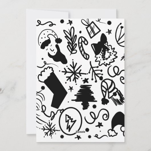 Whimsical Merry Santa Doodles Feestdagenkaart (Achterkant)