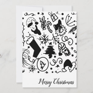 Whimsical Merry Santa Doodles Feestdagenkaart