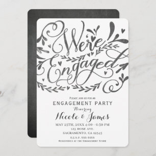 Whimsical  met Chalk Engagement Party Kaart