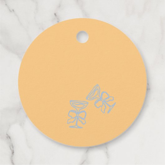 Whimsical met de hand getekend bloemmotief vrijgez bedankjes labels (Achterkant)