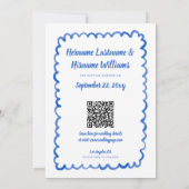 Whimsical met de hand getekende blauwe foto QR web Save The Date (Achterkant)
