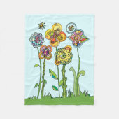 Whimsical, met de hand getekende bloemen fleece deken (Voorkant)