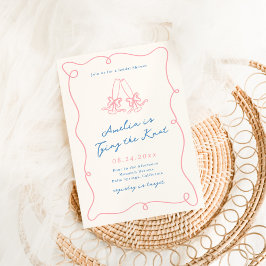 Whimsical met de hand getekende roze & blauwe brui kaart