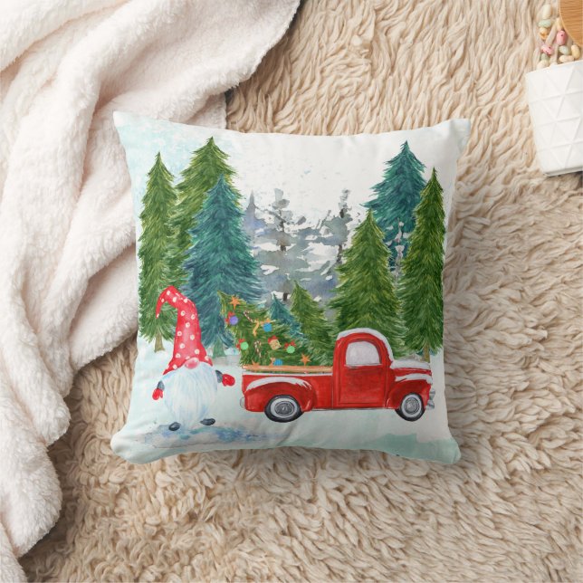 Whimsical met Red Truck Kerstmis Kussen (Deken)
