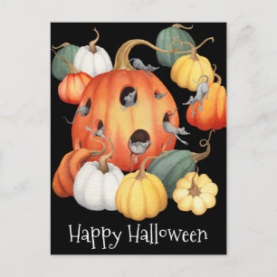 Whimsical Mice and Pumpkins Halloween Briefkaart