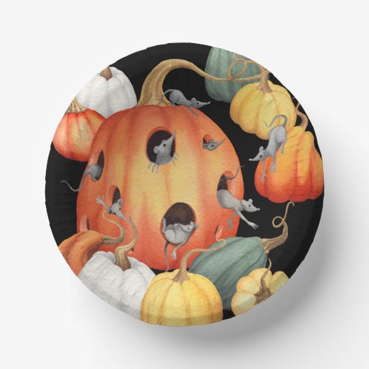 Whimsical Mice and Pumpkins Halloween Papieren Kommen (Voorkant)