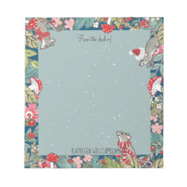 Whimsical Mice Mouse Mushroom Woodland Kerstland Notitieblok