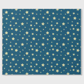 Whimsical Midnight Blue met gele sterren Cadeaupapier (Vlak)
