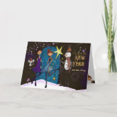 Whimsical Midnight Magic New Year Greeting Card Feestdagen Kaart (Voorkant)