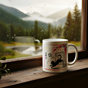 Whimsical Midnight Voetbal Kat - Kat Liefhebbers e Koffiemok