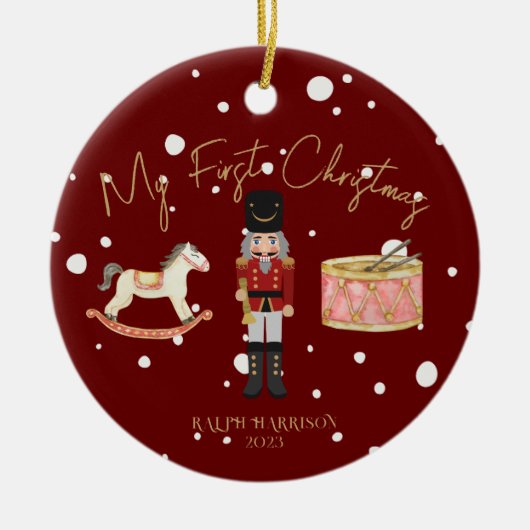 Whimsical Mijn Eerste Kerstmis Notenkraker Kinder  Keramisch Ornament (Voorkant)