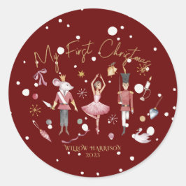 Whimsical Mijn Eerste Kerstmis Notenkraker Kinder  Ronde Sticker