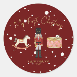 Whimsical Mijn Eerste Kerstmis Notenkraker Kinder Ronde Sticker