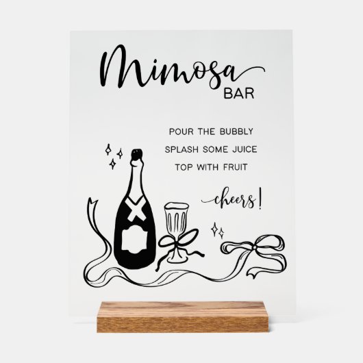 Whimsical Mimosa Bar Acrylic Sign Acryl Bord (Voorkant)