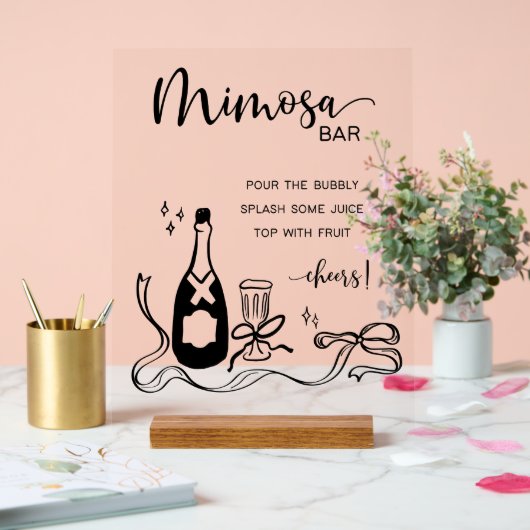 Whimsical Mimosa Bar Acrylic Sign Acryl Bord (Huwelijk)