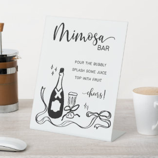 Whimsical Mimosa Bar  Reclamebord Met Voetstuk