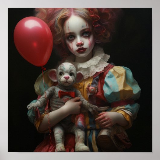 Whimsical Mini Model Clown Poster met Realistic D (Voorkant)