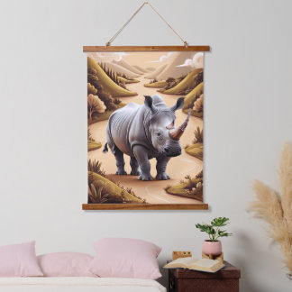 Whimsical Miniature Rhino Animal Hybrid Art Hangend Wandkleed
