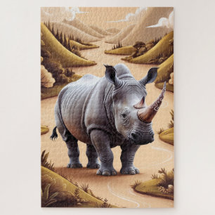 Whimsical Miniature Rhino Animal Hybrid Art Legpuzzel