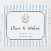 Whimsical Minimal Retro Blue Stripes Wedding Bier Etiket (Enkel label)