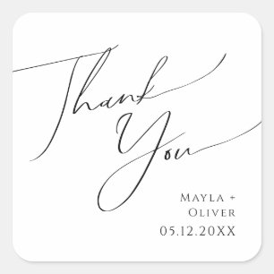 Whimsical Minimal Script Bedankt voor het huwelijk Vierkante Sticker