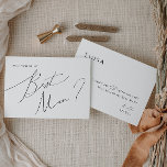 Whimsical Minimal Script Best Man proposal Kaart<br><div class="desc">Deze whimsical miniem script best man voorstel card is perfect voor je klassieke, eenvoudige zwarte en witte, minimale moderne boho bruiloft. Het ontwerp biedt elegante, delicate en romantische handgeschreven kalligrafie met een formele shabby chic typografie. De blik zal goed gaan met om het even welk trouwseizoen: lente, zomer, herfst, of...</div>