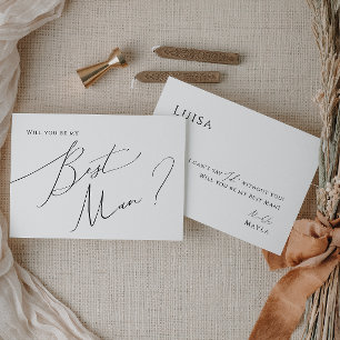 Whimsical Minimal Script Best Man proposal Kaart