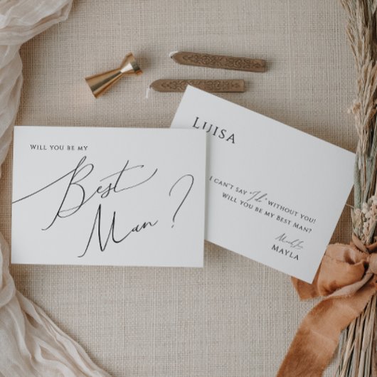 Whimsical Minimal Script Best Man proposal Kaart