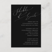 Whimsical Minimal Script Black Schedule of Events Informatiekaartje (Voorkant)