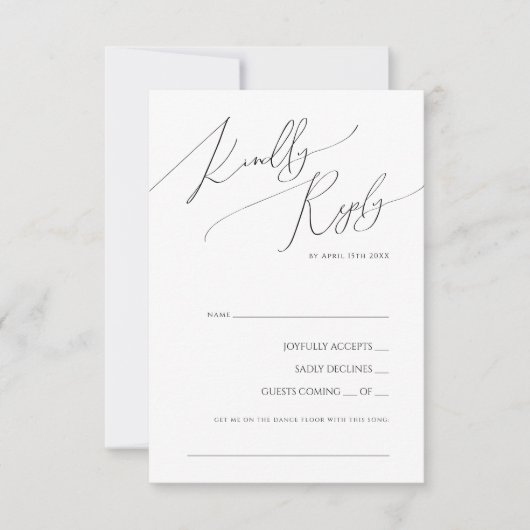 Whimsical Minimal Script | Black Song Request RSVP (Voorkant)