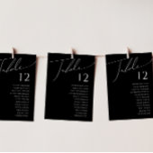 Whimsical Minimal Script Black Table Number Chart
