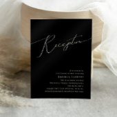 Whimsical Minimal Script Black Wedding Reception Informatiekaartje