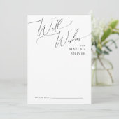 Whimsical Minimal Script Black Wedding Well Wishes Advieskaart (Staand voorkant)