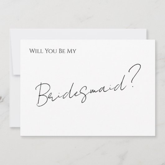 Whimsical Minimal Script Bridesmaid Proposal Card Kaart (Voorkant)