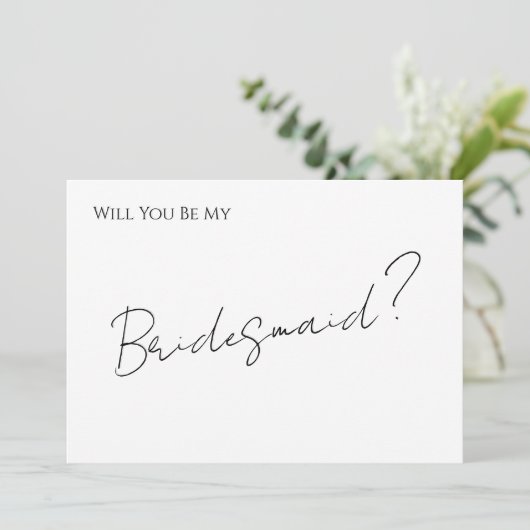 Whimsical Minimal Script Bridesmaid Proposal Card Kaart (Staand voorkant)