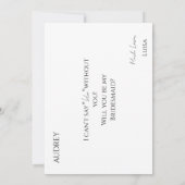 Whimsical Minimal Script Bridesmaid Proposal Card Kaart (Achterkant)