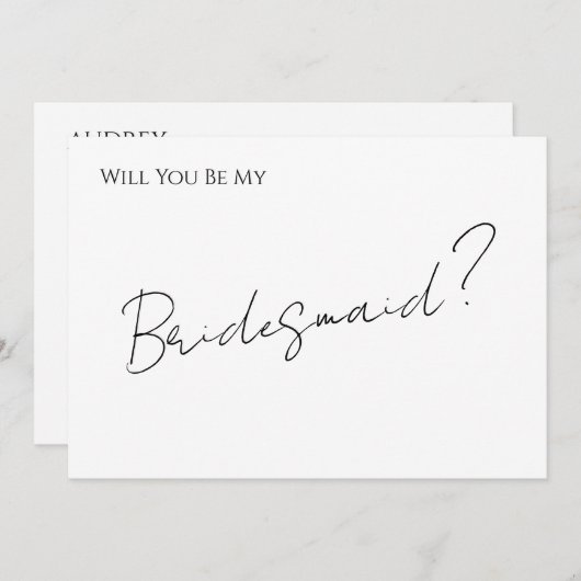 Whimsical Minimal Script Bridesmaid Proposal Card Kaart (Voorkant / Achterkant)