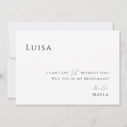 Whimsical Minimal Script Bridesmaid proposal Kaart (Achterkant)