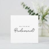 Whimsical Minimal Script Bridesmaid proposal Kaart (Staand voorkant)