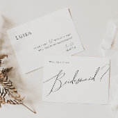 Whimsical Minimal Script Bridesmaid proposal Kaart