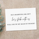 Whimsical Minimal Script Bridesmaid proposal Kaart