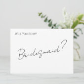Whimsical Minimal Script Bruidsmeisje Voorstelkaar Kaart (Staand voorkant)